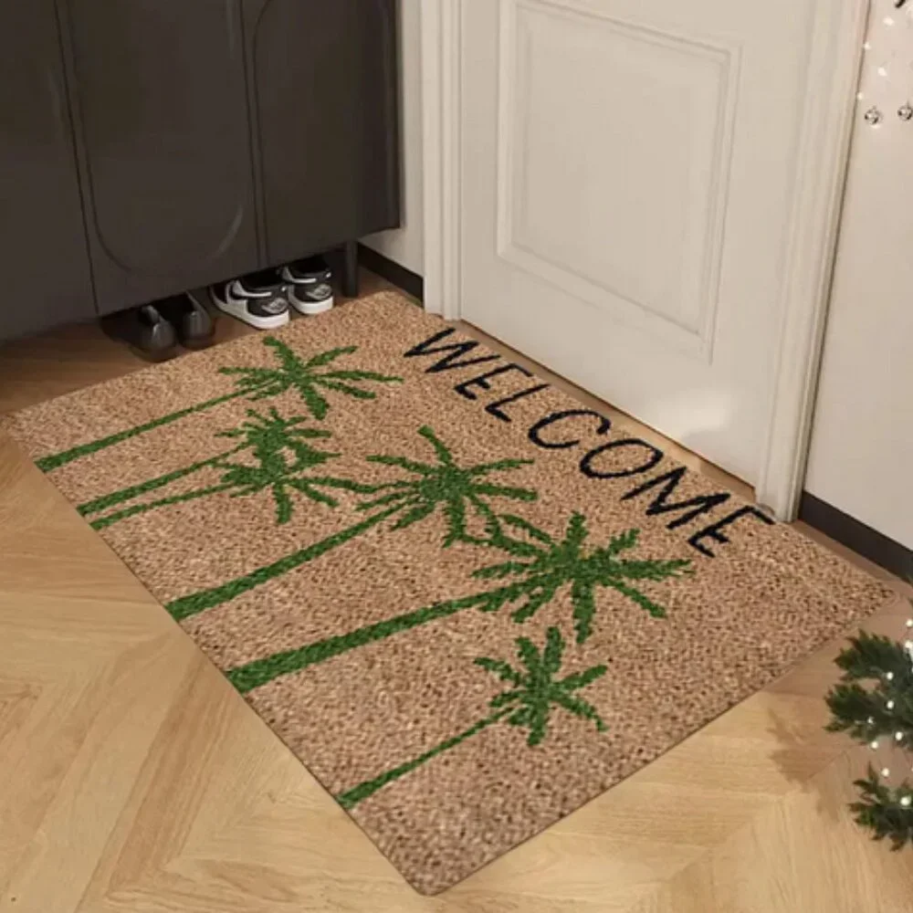 New with Tags - Welcome Doormat with Palm Trees Design, Polyester, Washable